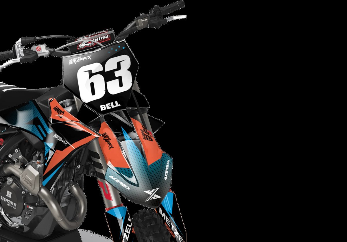 Flame themed MX kit front panel, custom printed on hi-tack vinyl by Imagine Graffix
