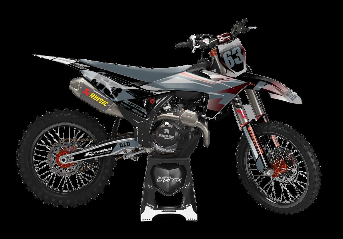 Bold racer motocross graphics kit design printed on hi-tack vinyl by Imagine Graffix